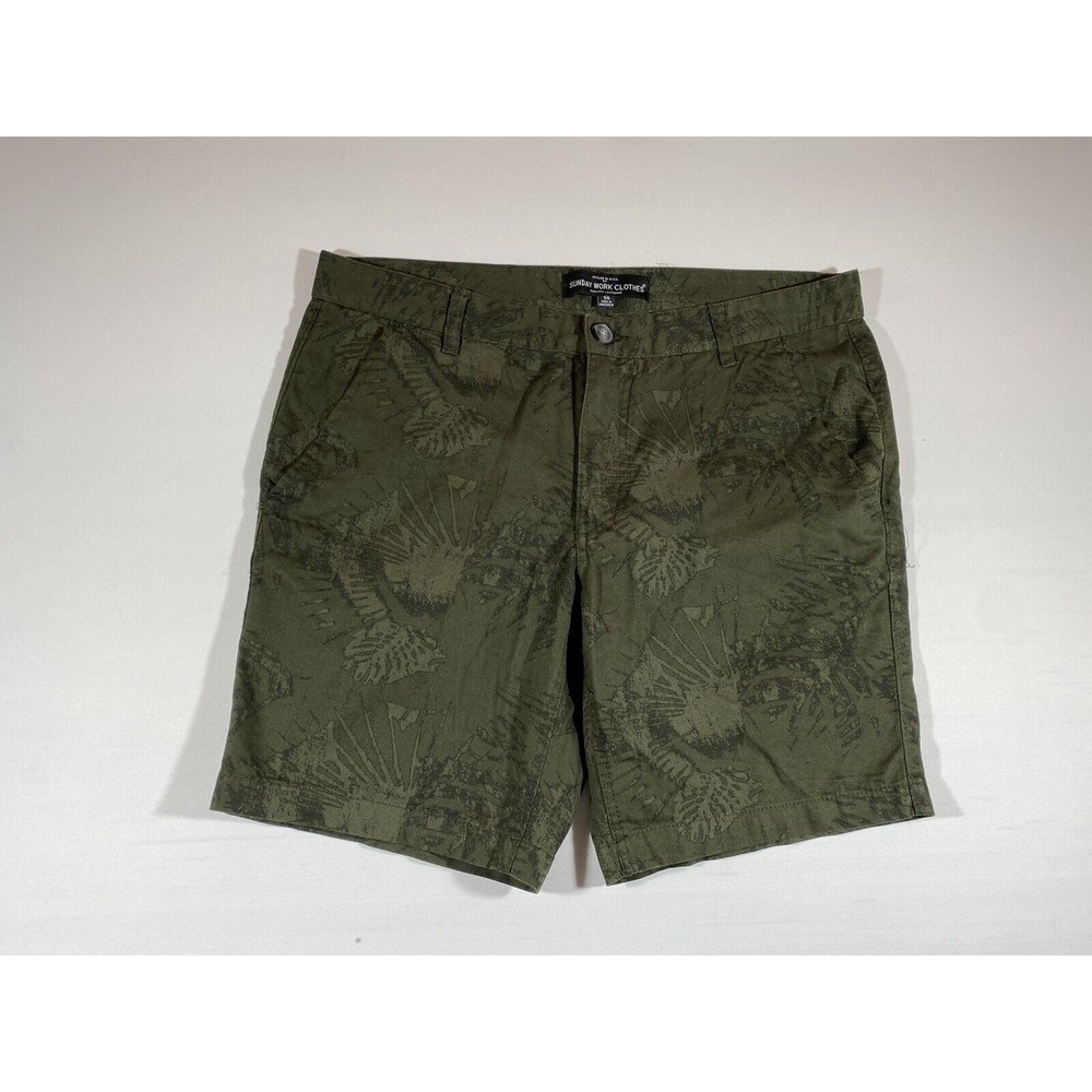 Sunday Work Clothes Mens Shorts 36 Green Subdued Floral Print Casual‎